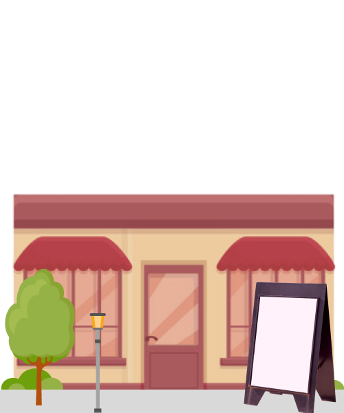 Business storefront orange and yellow