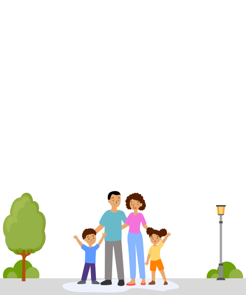 Family Walking down street